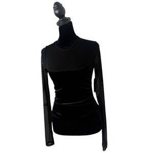Wild‎ Fable Black Velvet Mesh Long Sleeve Top Size XXS Velour Whimsigoth NEW